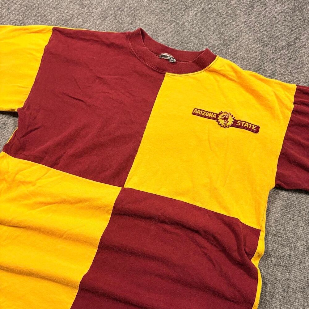 vintage 90s arizona state sun devils color block single stitch tshirt